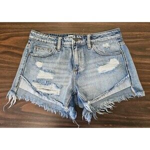 HIDDEN JEANS Shorts Womens S Blue LightWash Distressed Frayed G1